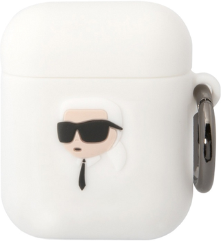 Etui CG Mobile Karl Lagerfeld Silicone Karl Head 3D do AirPods 1 / 2 Biały (3666339087838)