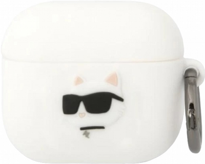 Etui CG Mobile Karl Lagerfeld Silicone Choupette Head 3D do AirPods 3 Biały (3666339087944)