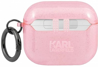 Etui CG Mobile Karl Lagerfeld Glitter Karl`s Head do AirPods 3 Różowy (3666339030339)