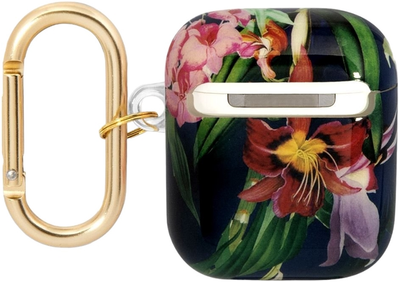 Etui CG Mobile Guess Flower Strap Collection GUA2HHFLB do AirPods 1 / 2 Niebieski (3666339041878)