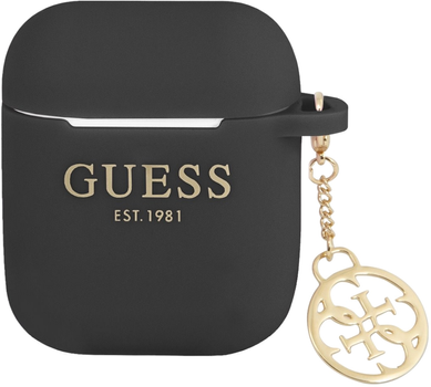 Etui CG Mobile Guess Silicone Charm 4G Collection GUA2LSC4EK do AirPods 1 / 2 Czarny (3666339039158)
