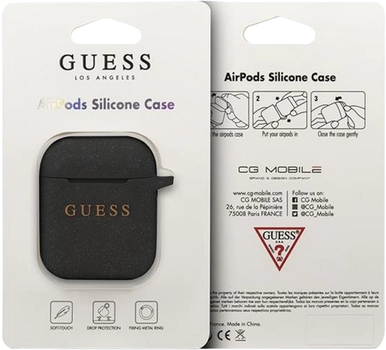 Чохол CG Mobile Guess Silicone Glitter GUACCSILGLBK для AirPods 1 / 2 Black (3700740463796)