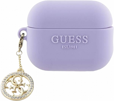 Etui CG Mobile Guess 3D Rubber 4G Diamond Charm GUAP23DSLGHDU do AirPods Pro 2 Fioletowy (3666339171278)