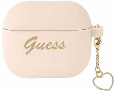 Etui CG Mobile Guess Silicone Charm Heart Collection GUA3LSCHSP do AirPods 3 Różowy (3666339039028)