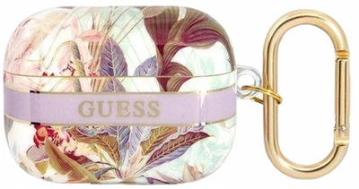 Etui CG Mobile Guess Flower Strap Collection GUAPHHFLU do AirPods Pro Fioletowy (3666339047344)