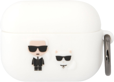 Etui CG Mobile Karl Lagerfeld Silicone Karl & Choupette KLACAPSILKCW do Apple AirPods Pro Biały (3666339088200)