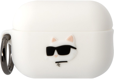 Etui CG Mobile Karl Lagerfeld Silicone Choupette Head 3D KLAP2RUNCHH do Apple AirPods Pro 2 Biały (3666339099275)