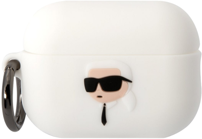 Etui CG Mobile Karl Lagerfeld Silicone Karl Head 3D KLAP2RUNIKH do Apple AirPods Pro 2 Biały (3666339099244)