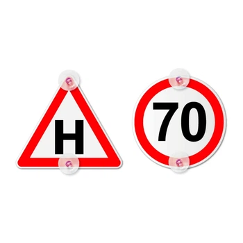 Набор табличек в авто для начинающего водителя ученика Н и 70 на присосках съемный