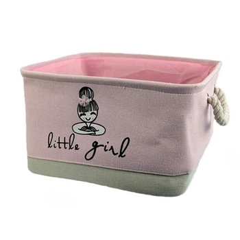 Кошик для іграшок прямокутний складний з льону Little Girl рожевий (SB-28264)