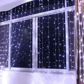 Светодиодная гирлянда штора 180 LED, 1,8x1,5м, 220В, прозрачный провод, статический режим, IP44