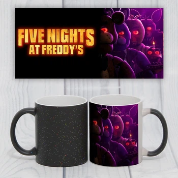 Чашка черная хамелеон с блестками с принтом Five Nights at Freddy's FNaF 02