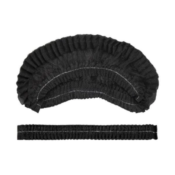 Одноразовые шапочки на двойной резинке, черные, 100 шт