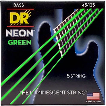 Струни для бас-гітари DR STRINGS NEON GREEN BASS - MEDIUM - 5 STRING (45-125)