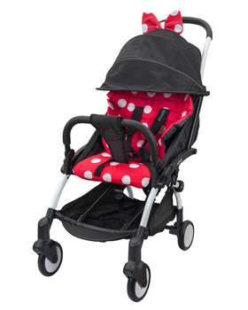 Прогулочная коляска Yoya 175A+ Premium Edition Minnie Минни рама белая, колеса ч/б