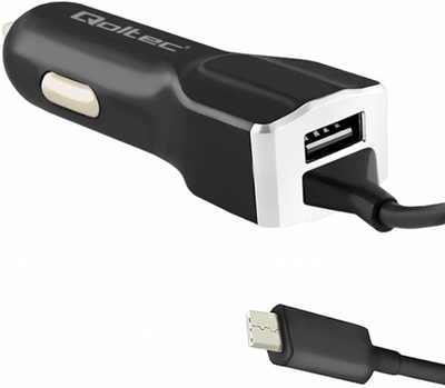 Ładowarka samochodowa Qoltec 17 W USB + kabel USB Type-C Czarny (5901878501420)