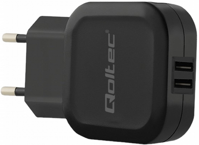 Мережевий зарядний пристрій Qoltec 12 W 2 x USB Black (5901878501857)