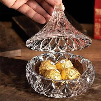 Конфетница сахарница стеклянная с крышкой "Большой купол", 12x13см, 200мл