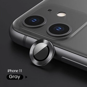 Zestaw szkieł hartowanych USAMS Camera Lens Glass do aparatu iPhone 11 Pro metal ring szary (6958444987453)