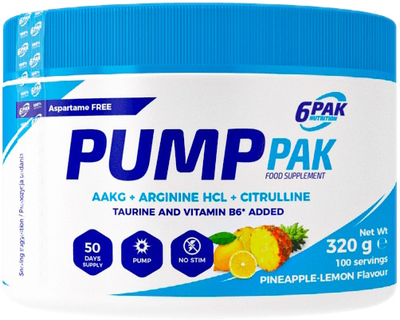 Suplement diety 6PAK Nutrition Pump Pak 320 g Jar Ananas-Cytryna (5906660531135)