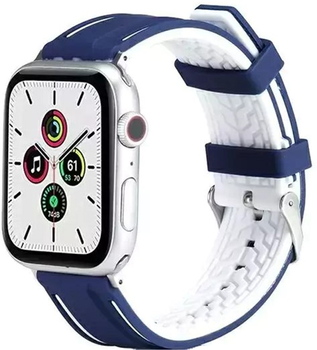 Pasek Beline Solid Silicone do Apple Watch Series 1/2/3/4/5/6/7/8/SE/SE2/Ultra 42-49 mm Granatowo-biały (5904422914325)