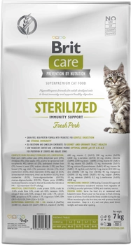 Sucha karma dla kotów sterylizowanych Brit Care Cat GF Sterilised Wsparcie odporności z wieprzowiną 7 kg (8595602565085)