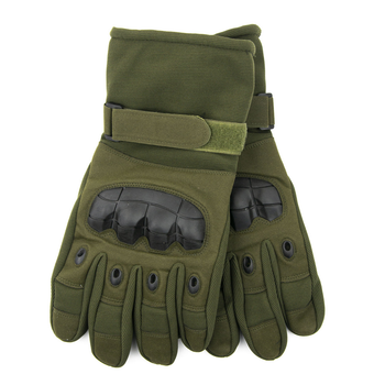 Тактические перчатки с протектором с махровой подкладкой (арт. 23-17-31) Оливковый