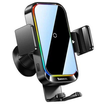 Автомобільний тримач холдер із БЗУ Baseus Halo Electric Wireless Charging Car Mount 15W SUDD000001 Black