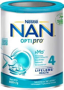 Сухая молочная смесь Nestle NAN 4 Optipro с олигосахаридом 2'FL для детей от 18 месяцев 800 г (8445290860866)