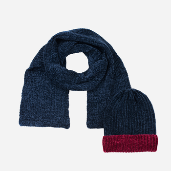Комплект жіночий шапка + шарф Art Of Polo cz19375 One Size Темно-синій/Бордовий (5902021128778)