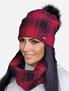 Комплект жіночий шапка + хомут Kamea K.21.203.21 54-60 Червоний (5903246745436)
