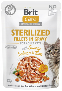 Mokra karma Brit Care Cat Sterylized Salomon&Tuna Pouch łosoś i tuńczyk dla sterylizowanych kotów 85 g (8595602565290)