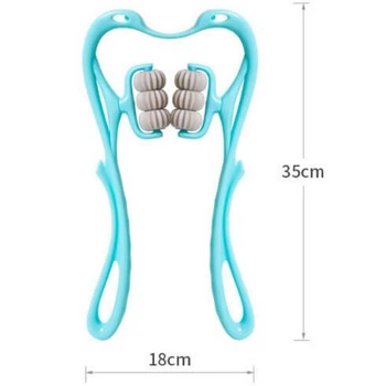Ручной роликовый массажер 6 роликов для шеи и тела Hexiang Neck Massager Голубой (1988994085)