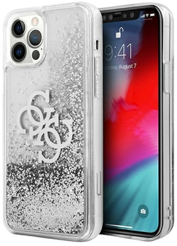 Etui Guess 4G Big Liquid Glitter do Apple iPhone 12 Pro Max Silver (3666339004736)