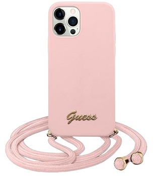 Панель Guess Metal Logo Cord для Apple iPhone 12 Pro Max Рожевий (3700740494325)