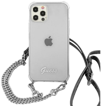Etui Guess 4G Silver Chain do Apple iPhone 12/12 Pro Transparent (3666339003586)