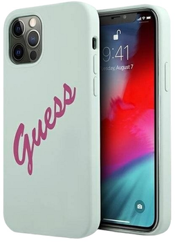 Панель Guess Silicone Vintage для Apple iPhone 12/12 Pro Синяя Фуксія (3700740495223)