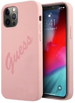 Панель Guess Script Vintage для Apple iPhone 12/12 Pro Рожевий (3700740495131)