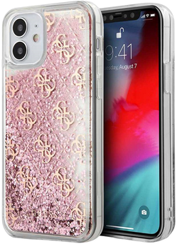 Etui Guess 4G Liquid Glitter do Apple iPhone 12 mini Pink (3700740481189)