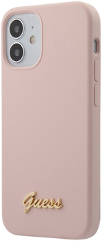 Панель Guess Silicone Script Gold Logo для Apple iPhone 12 mini Світло-рожевий (3700740482025)