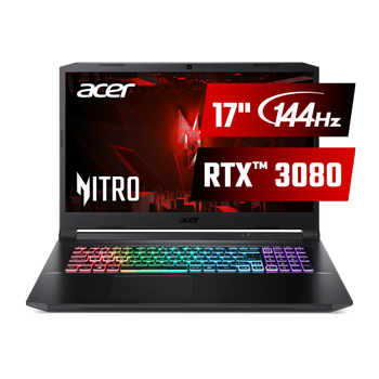 Ноутбук Acer Nitro 5 AN517-41-R9ZQ (NH.QBHEU.00G) Shale Black / 17.3” IPS Full HD 144 Гц / AMD Ryzen 7 5800H / RAM 16 ГБ / SSD 512 ГБ / nVidia GeForce RTX 3080, 8 ГБ