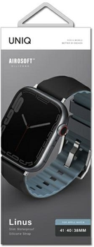 Ремінець Uniq Linus Airosoft Silicone для Apple Watch Series 1/2/3/4/5/6/7/8/SE/SE2 38-41 мм Midnight Black (8886463680865)