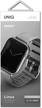 Ремінець Uniq Linus Airosoft Silicone для Apple Watch Series 1/2/3/4/5/6/7/8/SE/SE2 38-41 мм Chalk Grey (8886463680872)