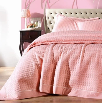 Покрывало стеганое с наволочками Cotton Box. Diamond Pudra