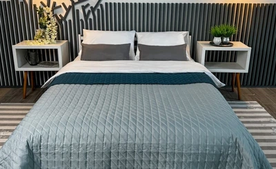 Покрывало стеганное ArCloud. Romb Grey+Indian Teal-140х215
