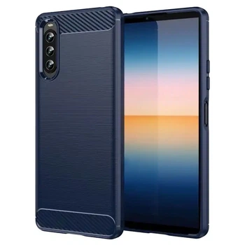 Чохол Lenuo Carbon Fiber для Sony Xperia 10 V Navy Blue
