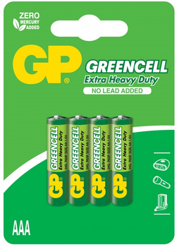 Батарейки GP Greencell 24G-U4, R3, ААА, 1.5V, блистер