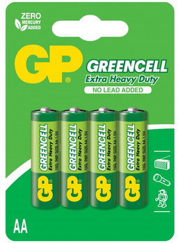 Батарейки GP Greencell 15G-U4, R6, АА, 1.5V, блистер
