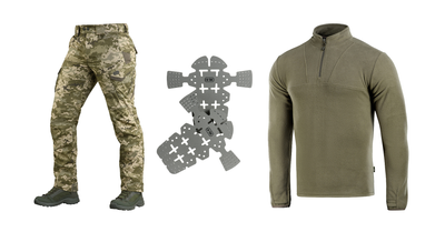 M-tac комплект штани тактичні із вставними наколінниками піксель кофта олива статутні 3XL