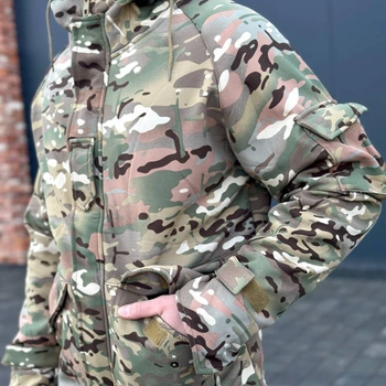 Зимняя мужская Куртка Softshell с Капюшоном и функциональными Карманами мультикам размер L